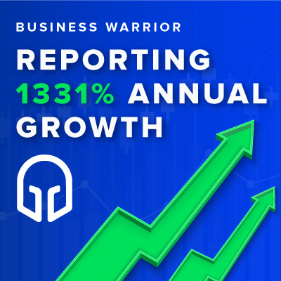 Business Warrior reports 1,331% annual growth year-over-year. Read the full release for more details. (Graphic: Business Wire)