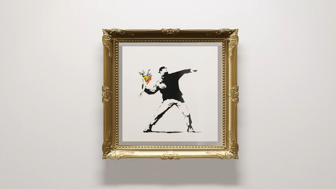 Particle is launching its platform with a historic marriage of art and technology by dividing Banksy’s 2005 work “Love is in the Air” into 10,000 Particles and selling the Particles as NFTs, allowing anyone to own a part of this iconic piece of art.