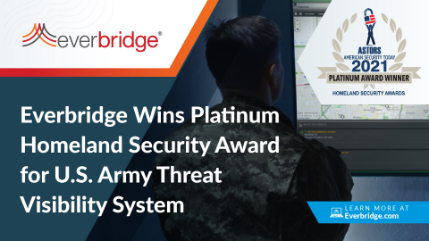 Everbridge Wins Platinum Homeland Security Award for Powering JARVISS, the U.S. Army’s Enterprise System for Threat Visibility (Photo: Business Wire)