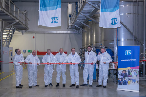 thumbnail PPG business and site leaders celebrate the opening of the expanded clearcoat facility in Erlenbach. (Photo: Business Wire)