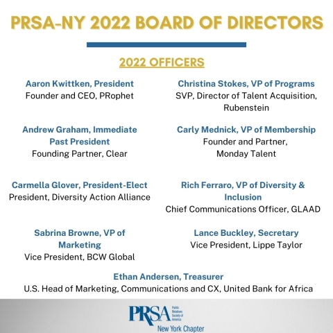 PRSA-NY/2022 Board of Directors (Graphic: Business Wire)
