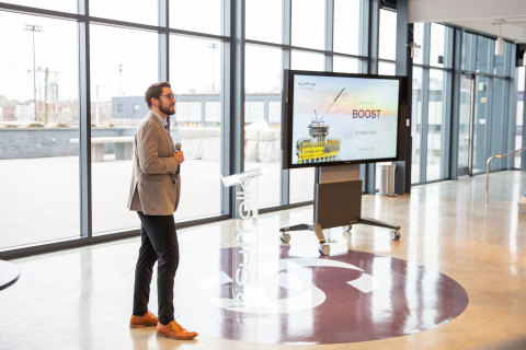 Parker Mundt, Operating Director of Suffolk Technologies, kicks off activities at Boost Program Demo Day (Photo: Business Wire)
