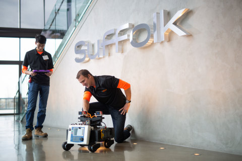 Demo Day participants included Rugged Robotics, a robotics company with an autonomous vehicle that marks fully-coordinated A/E designs directly onto unfinished floors (Photo: Business Wire)