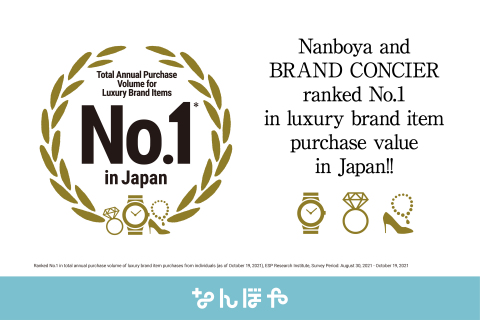 original Valuence Japan Nanboya, BRAND CONCIER Recognized as No.1 in Five Categories in Japan, Including for Overall Purchase Volume, for Luxury Brand Goods and Other Items! Also Recognized as No.1 in Japan for Purchase Volume of Rolex and Other Watches, Jewelry, Apparel, and Accessories (Graphic: Business Wire)