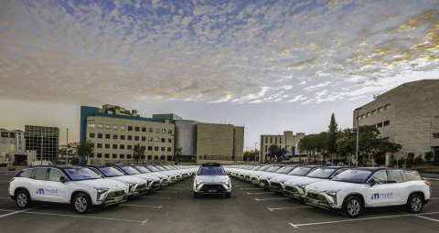 A photo shows Mobileye’s fleet of self-driving vehicles in Israel. (Credit: Mobileye, an Intel Company)