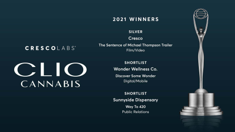 “The Sentence of Michael Thompson” documentary trailer earned a Silver Clio from the 2021 Clio Cannabis Awards, the most prestigious program honoring marketing & communications work. (Graphic: Business Wire)
