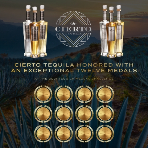 Cierto Tequila Honored With an Exceptional Twelve Medals at the 2021 Tequila Mezcal Challenge (Photo: Business Wire)