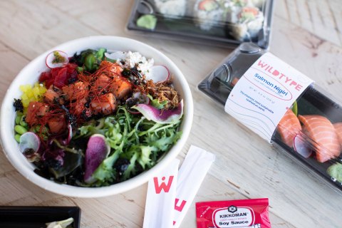 Wildtype cell-cultivated salmon sushi and poke bowl. (Photo: Business Wire)
