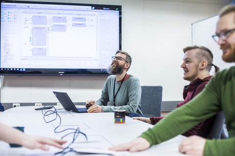The operations of SoC Hub are based on innovation collaboration between Tampere University and businesses. Members of the project team were photographed at Tampere University. Photo: Jonne Renvall/Tampere University (Photo: Business Wire)
