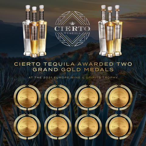 Cierto Tequila Awarded Two Grand Gold Medals At The 2021 Europe Wine & Spirits Trophy (Photo: Business Wire)