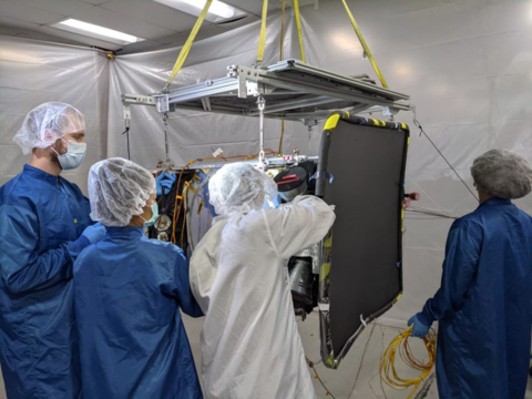 Astranis employees prepare first commercial MicroGEO satellite 'Arcturus' for critical thermal vacuum (TVAC) testing. (Photo: Business Wire)