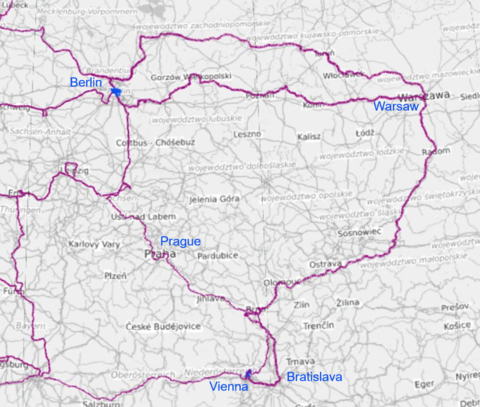 original euNetworks’ 3 long routes to Warsaw (Graphic: Business Wire)