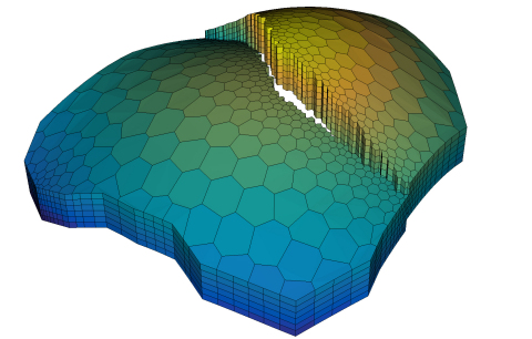 thumbnail AR2Tech bevordert geomodellering met ongestructureerde rasters en rasterloze geostatistieken. Met rastercellen van verschillende geometrische vormen en maten, vertegenwoordigen ongestructureerde rasters nauwkeurig de geologische complexiteit die wordt waargenomen in afzettingen. Rasterloze eigenschappen bestaan buiten elk afzonderlijk rastersysteem en kunnen vervolgens worden toegepast op rasters van elk type of elke resolutie voor verdere technische overwegingen. Die technologie maakt een aangepaste workflow mogelijk waarbij de resolutie van eigenschappen in kritieke gebieden in realtime kan worden gewijzigd. Rasterloze en ongestructureerde rasters bieden geologen een modern en flexibel kader voor geologische modellering zonder technische beperkingen. (Graphic: Business Wire)