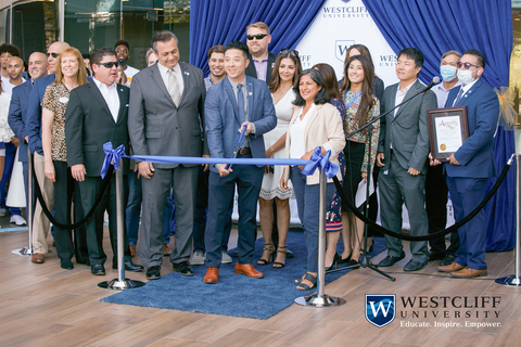 original Westcliff University’s ribbon cutting ceremony at the new main campus located at 17877 Von Karman Ave, Suite 400, Irvine, CA 92614. (Photo: Business Wire)