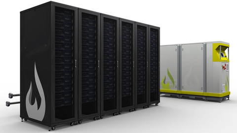 Likido®ONE will cool up to 84 Lenovo servers in just 6 racks, equating to 168 kW of cooling and 225 kW of Heating at 90ºC for an Electrical Power input of 56kWe. Photo credit: Dalrada Corporation