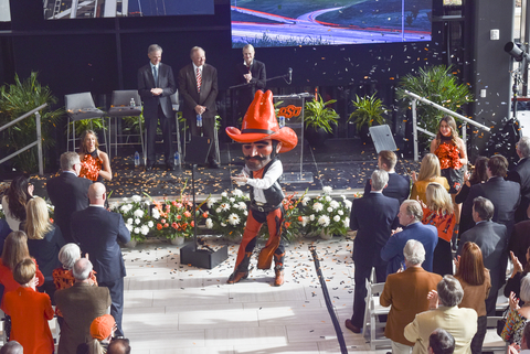 thumbnail Oklahoma State University mascot Pistol Pete joins the crowd in celebration Wednesday, Dec. 15, 2021 in Oklahoma City following the announcement of the new Hamm Institute for American Energy at Oklahoma State University. (Photo: Business Wire)