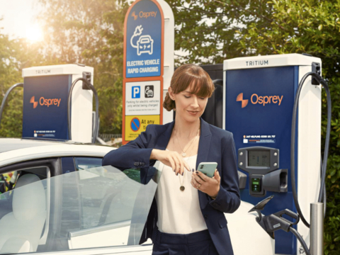 Tritium’s charging technology will be used to expand Osprey’s UK network with over 100 rapid chargers across 40 new charging destinations. (Photo: Business Wire)