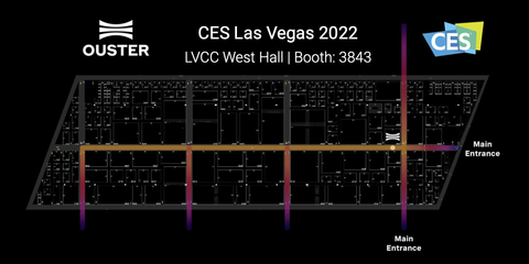 Ouster at CES Las Vegas 2022 in LVCC West Hall, Booth 3843 (Graphic: Business Wire)