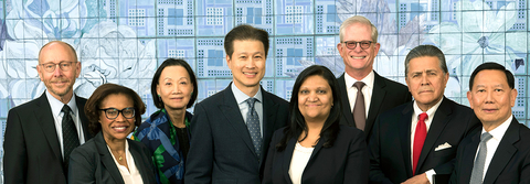 East West Bancorp's Board of Directors (l-r): Paul H. Irving, Molly C. Campbell, Iris S. Chan, Chairman and CEO Dominic Ng, Archana Deskus, Lester M. Sussman, Lead Director Rudolph I. Estrada, and Jack C. Liu. (Photo: Business Wire)
