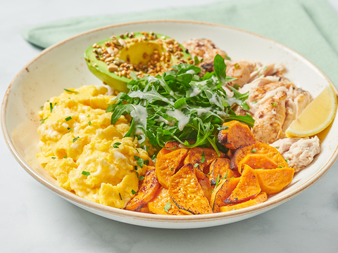 Available for a limited time as part of the new seasonal menu from First Watch, the Trailblazer Bowl features hand-pulled roasted turkey, house-roasted sweet potatoes, cage-free scrambled eggs, lemon tahini arugula, fresh avocado with superseed crunch and fresh herbs. Visit FirstWatch.com to learn more. (Photo: Business Wire)