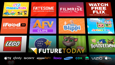 Future Today is a leader in ad-supported streaming media with flagship channels – FilmRise, Fawesome and HappyKids – ranking in the top free channels on OTT platforms. (Graphic: Business Wire)