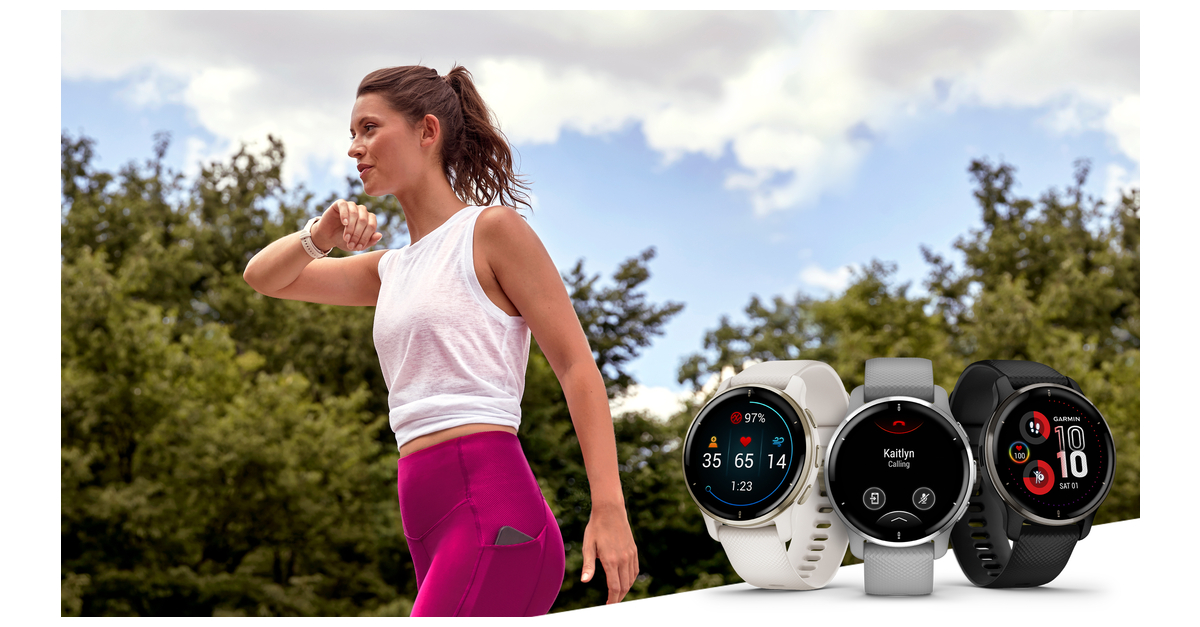 Take calls and send texts from the Venu 2 Plus health and fitness GPS smartwatch by Garmin