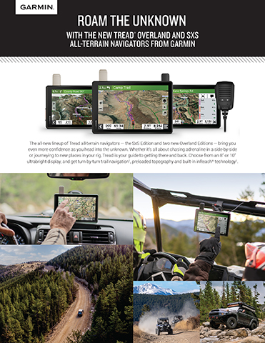 ROAM THE UNKNOWN WITH THE NEW TREAD OVERLAND AND SXS ALL-TERRAIN NAVIGATORS FROM GARMIN