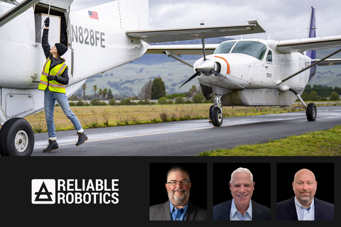 Jeff Drees, David DeRose and Lee Tomlinson join Reliable Robotics to run its airline subsidiary (Photo: Business Wire)