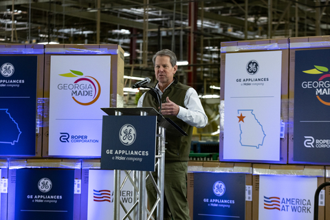 GE Appliances opened its doors to Georgia Governor Brian Kemp and other state and local government officials to celebrate the company’s plans to invest $118 million at its wholly owned subsidiary Roper Corporation in LaFayette, Ga. (Photo: GE Appliances, a Haier company)