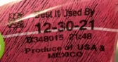 Example of a product code from the Soledad, CA production facility (Photo: Business Wire)