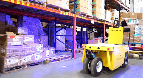 thumbnail Cyngn’s AV technology integrated into Columbia’s Stockchaser in action at GLF’s fulfillment center in Las Vegas. Source: Cyngn