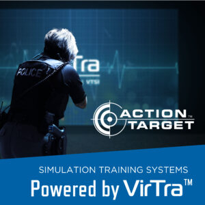 Action Target, the global leader in modern live-fire shooting ranges, announced a teaming agreement with VirTra Inc., the global leader of judgmental and use-of-force firearms training simulators. (Graphic: Business Wire)