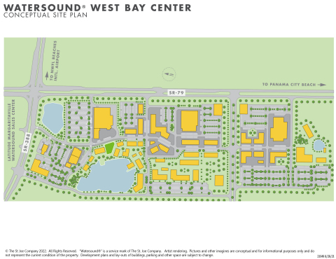 Conceptual site plan for Watersound West Bay Center in Panama City Beach, Florida (Photo: Business Wire)