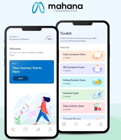 Mahana IBS is a digital therapeutic that delivers cognitive behavioral therapy to empower adults with irritable bowel syndrome to lessen the severity of symptoms. (Graphic: Mahana Therapeutics)
