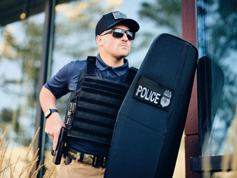 AEGIX Global introduced a new light weight NIJ Level III version of the award-winning Swift Shield, which is an expandable origami inspired ballistic shield. The Pro and Compact versions of Swift Shield now come in NIJ Level III Versions to protect against rifle rounds, such as those fired by AR-15 and AK-47 style rifles. (Photo: Business Wire)