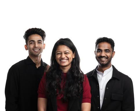 Pixis founders, from left, Shubham A. Mishra, Vrushali Prasade and Hari Valiyath (Photo: Business Wire)