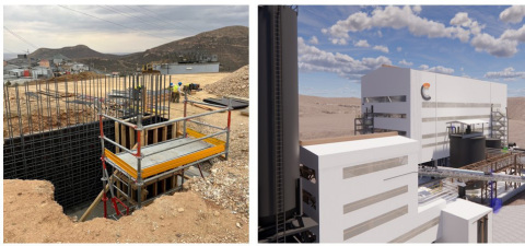 Figure 1 - Major construction has commenced for the Paste Backfill Plant. The picture on right is an artist rendition of the future plant expected to be operational by year-end 2022. (Photo: Business Wire)
