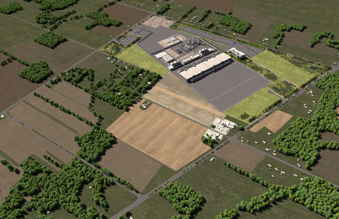 A rendering shows early plans for two new leading-edge Intel processor factories in Licking County, Ohio. Announced on Jan. 21, 2022, the $20 billion project spans nearly 1,000 acres and is the largest single private-sector investment in Ohio history. Construction is expected to begin in late 2022, with production coming online at the end of 2025. (Credit: Intel Corporation)