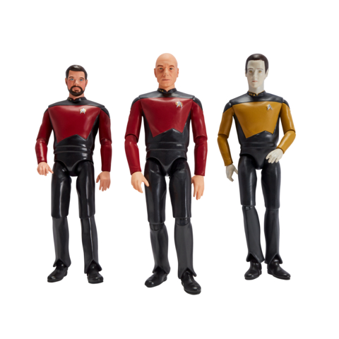 Commander William Riker, Captain Jean-Luc Picard and Lt. Commander Data as seen in "Star Trek: The Next Generation" are among the toys featured in the summer 2022 launch of Playmates Toys’ all-new collection of Star Trek action figures and accessories. The first figures and toys from Playmates will be available to fans this summer in a collection of retro figures from the most popular Star Trek TV and movie franchises, and from the latest hit series on Paramount+. (Photo: Business Wire)