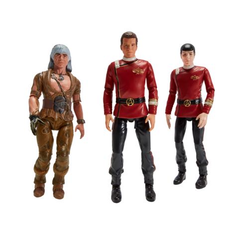 Khan Noonien Singh, Admiral James T. Kirk and Captain Spock as seen in "Star Trek: The Wrath of Khan" are among the toys featured in the summer 2022 launch of Playmates Toys’ all-new collection of Star Trek action figures and accessories. The first figures and toys from Playmates will be available to fans this summer in a collection of retro figures from the most popular Star Trek TV and movie franchises, and from the latest hit series on Paramount+. (Photo: Business Wire)