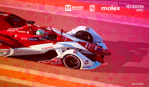 thumbnail Mouser is partnering with the DRAGON / PENSKE AUTOSPORT team throughout the 2021–22 Formula E World Championship, in collaboration with TTI, Inc., Molex and KYOCERA AVX. (Photo: Business Wire)
