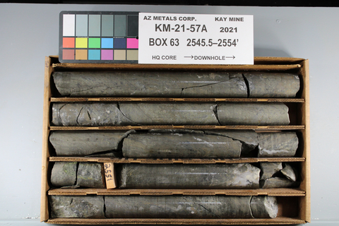 Figure 3. Hole KM-21-57A displaying an interval of massive sulphide mineralization (containing fine pyrite, chalcopyrite, sphalerite and galena) from 776.4 m to 779.0 m downhole, part of a broader interval from 762.3 m to 800.3 m. This is an image of a selected interval and is not representative of mineralization hosted on the property. (Photo: Business Wire)