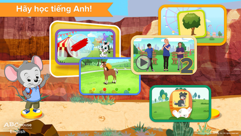 ABCmouse English, which uses a unique, research-proven approach to language learning, helps children build English communication skills with 260 sequenced lessons and more than 6,000 educational games, original videos, books, and songs. (Graphic: Business Wire)