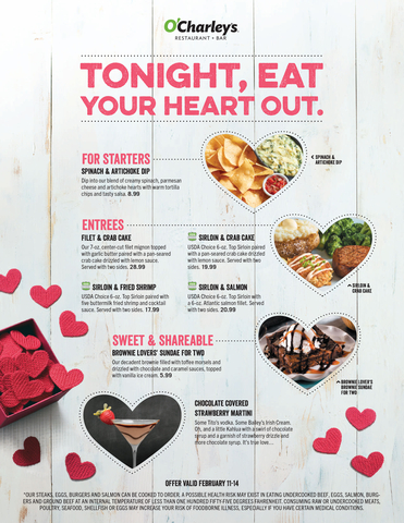 O'Charley's Special Valentine's Day Menu is the Perfect Way to Celebrate the Occasion with your Loved One! (Graphic: Business Wire)