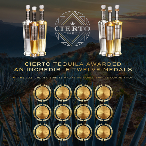 Cierto Tequila Awarded an Incredible Twelve Medals at the 2021 Cigar & Spirits Magazine World Spirits Competition (Photo: Business Wire)
