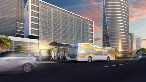 Rendering courtesy of AECOM. Depiction of full-size Level 4 automated buses.