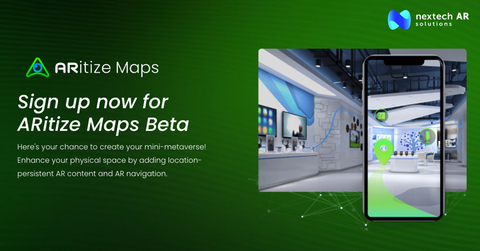 ARitize Maps is now available as a beta mobile app! This app is an all-in-one metaverse creation studio, and the first end-to-end metaverse mapping solution for consumers and brands alike. Sign up now and create your own mini-metaverse. (Graphic: Business Wire)