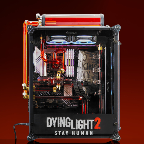 A custom one-of-a-kind Dying Light 2 Stay Human gaming PC built by Newegg is available through an Intel sweepstakes. The PC includes an Intel Core i9-12900K Desktop Processor along with other leading and highly sought components. The system’s unique visual elements include a metal street sign and a galvanized steel pipe inside the case, elements based on a weapon used to fight zombies in the game. (Photo: Business Wire)