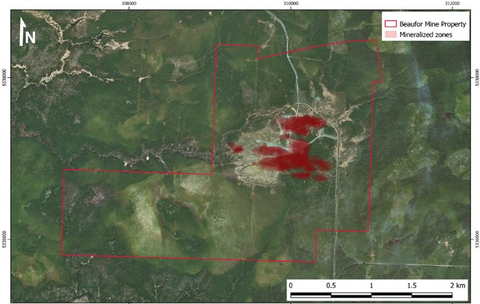 Figure 2: Beaufor Mine 2021 MRE Mineralized Zones. Triple Flag’s 2.75% NSR royalty covers the entirety of Beaufor Mine Property. Source: Monarch Mining Corporation NI 43-101 Technical Report, Beaufor Mine Project, Aug. 2021 (Graphic: Business Wire)