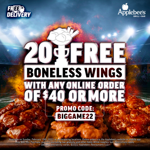 Make A Winning Game Plan this Sunday with Free Wings from Applebee’s (Graphic: Business Wire)